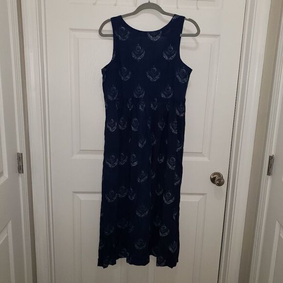 BOMBAY & PAISLEY NAVY BOHEMIAN MIDI COTTON DRESS SIZE SMALL NWOT - Picture 4 of 5